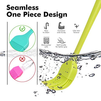 HOTEC 600℉ Heat Resistant BPA Free Silicone Marinading Meat Grill Basting Pastry Brush for Oil Butter Sauce Sausages Desserts Turkey Baster Grill Barbecue, Multicolor - color: Multicolor