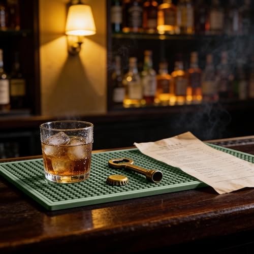ZJWZLG Bar Mat 18"X12"(2 Pcs) Non-Slip Rubber Bar Mat, Spill Proof & Design,Easy to Clean Textured Surface forHome Bar,Coffee Station, Bartending - Protects Countertops & Glassware(Green). - color: Green-2pcs, size: 18" x 12"