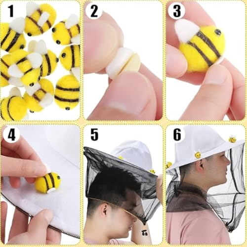 Bee Keeper Hat with Veil, Beekeeper Hat Costume, Adjustable Bee Keeper Suit, Including 2pcs Beekeeping Hat with Veil and 10 Round Double Sided Tape, Beekeeping Supplies