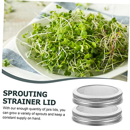 4pcs Stainless Steel Sprouting Lids for 70/86mm Mason Jars Sturdy Mesh Strainers for Bean Sprout Kit Easy to Use for Home Germination and Fermentation