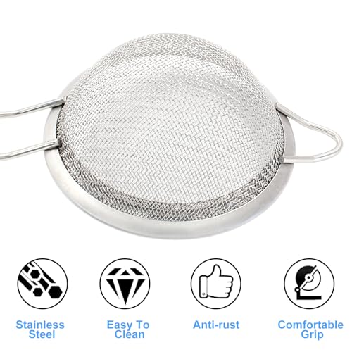 Piutouyar 8cm/3.15" Fine Mesh Strainers, Stainless Steel Kitchen Strainers, Heavy Duty Sieve Fine Mesh Colander Sieve Sifters Metal Colander for Sifting Flour, Pastas, Rice, Fruits, Tea