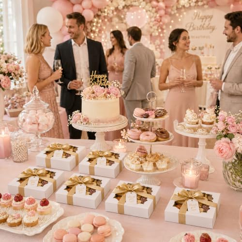 NPLUX 20 Pack Pie Boxes 10x10x3inch Bakery Boxes with Window Dessert Pastry Box for Pies,Cheesecakes and Chocolate Covered Strawberries, Graduation Gifts Party Favors(White) - color: White