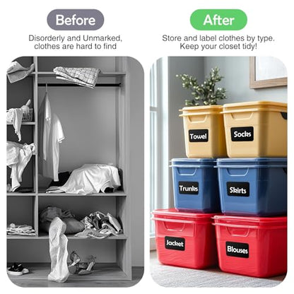 JIEHENG 100Pcs Large Black Labels for Storage Bins,6x4 Inch Removable Labels,Large Labels for Blank Box,Strong Adhesive Tear Resistant No Residue Blank Labels(Black) - color: Black