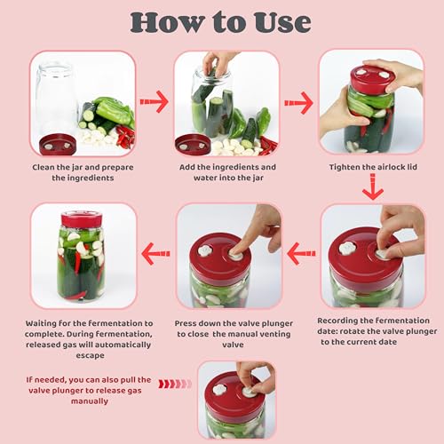 1.4 Liter Fermentation Jar, Fermenting Kit with Venting Valve Airlock and Fermenting Weight, Pickle Jar, Wide Mouth Glass Jar for Pickles, Kimchi, Sauerkraut, Mead, Kombucha, Sourdough - size: 1.4L