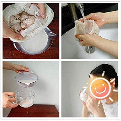 AUXIN Nut Milk Bags, 100% Cotton Cheesecloth Bags, Yogurt/Coffee/Tea Strainer, Reusable Almond/Oat Milk, Juice, Cold Brew Coffee, Food Grade, Reusable Washable Strainer (Mixed Size, 5 Pack) - size: Mixed Size, 5 Pack