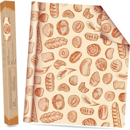 Beeswax Wraps for Food Roll(13x39inch), Organic Beeswax Wrap Beeswax Food Wraps Reusable Food Wrap Sustainable Beeswax Paper Beeswax Sandwich Wrap Beeswax Storage Cloth (Bread) - color: Brown
