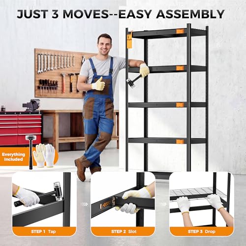 CAMMOO 36''W Storage Shelves, 3500LBS Metal Garage Shelving Unit with Magnetic Lable, Upgraded Structure, Solid Steel, Heavy Duty Adjustable 5 Tier Wire Shelf for Basement, Kitchen, 36"W x 16"D x 72"H - size: 36"W x 16"D x 72"H