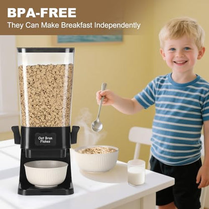 Cereal Dispenser Countertop with Cereal Bowls,16 Labels & Pen, Cereal Containers Storage, Candy Dispenser, Dry Food Dispenser For Pantry - Not Easy to Crush Food (Black, 2 Pack) - color: Black 2Pack
