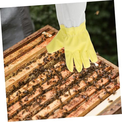 Mipcase Long Sleeve Pu Beekeeper Gloves with Elastic Cuffs Durable Ventilated Protection for Men Heavy Duty Outdoor Beekeeping Safety Gear