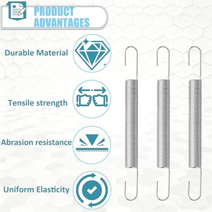 3 Pack #61 4 Inch Double-Hook Tension Spring, Spring Steel for Automotive & Household Hardware Replacement Parts