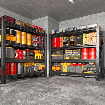 Romorgniz 3020LBS Heavy Duty Garage Shelving, 51.6" W Storage Shelves with Wire Deck, Rust/Water Resistant, 4 Tier Adjustable Industrial Shelving for Warehouse Basement, 17.8" D Deep x 72" H, Black - size: 51.6" W X 72" H X 17.8" D