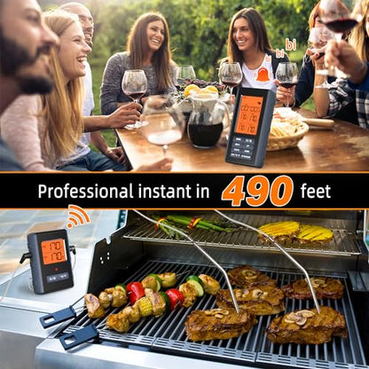 Remote Meat Thermometer Wireless, Vauno Wireless Meat Thermometer for Grilling and Smoking with Dual Meat Probe, Kitchen Timer, Digital Cooking Food Thermometer for Smoker BBQ Oven Outside Grill - style: 2 Probes