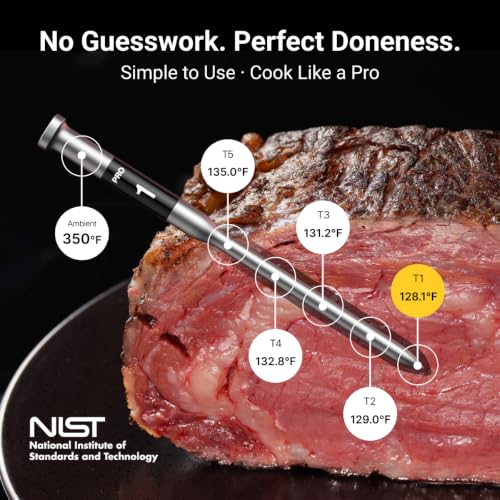 ThermoMaven Sub-1G Wireless Meat Thermometer, No App Needed, 2 Probes | 3000FT Long Range, Digital Smart Base, 6 Sensor NIST Accuracy, IPX8, BBQ Smoker Grill Oven Brisket Steak Turkey Pork Roast - color: Orange