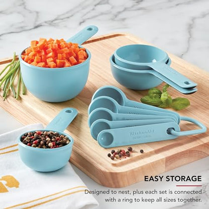 KitchenAid Measuring Cups and Spoon Set, Mineral Water, 9-Piece - color: Mineral Water
