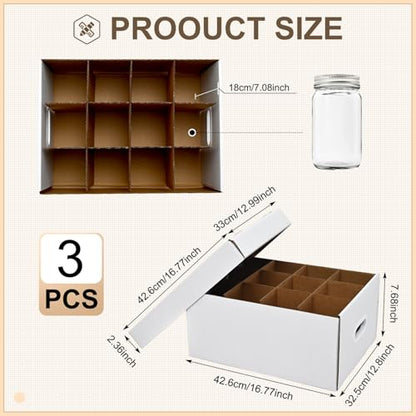 3 Pcs White Canning Jar Storage Boxes, Fits 32 oz Regular or Wide Mouth Jars, 12 Cells, Mason Jar Organizer - color: 3pcs White