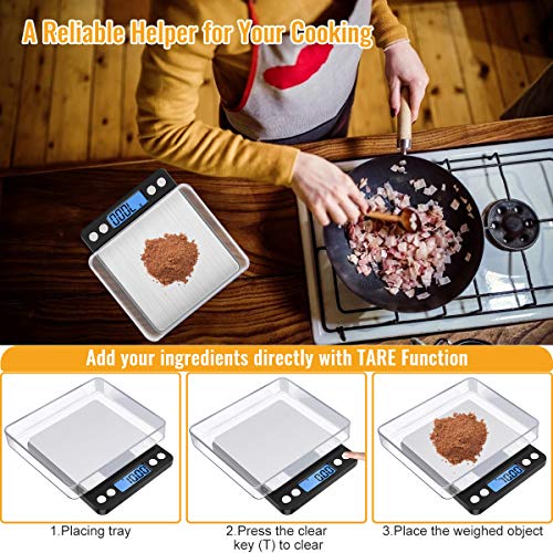 Diyife Digital Kitchen Scale 500g/0.01g, High Precision Cooking Food Scale, Mini Gram Scale with LCD Display, 2 Trays, 6 Units, Auto Off, Tare Function, Christmas Gift (Batteries Included) (Black) - color: Black