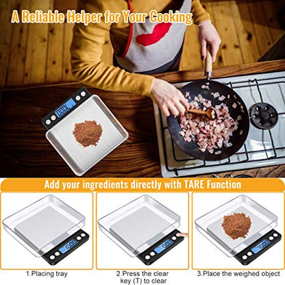Diyife Digital Kitchen Scale 500g/0.01g, High Precision Cooking Food Scale, Mini Gram Scale with LCD Display, 2 Trays, 6 Units, Auto Off, Tare Function, Christmas Gift (Batteries Included) (Black) - color: Black