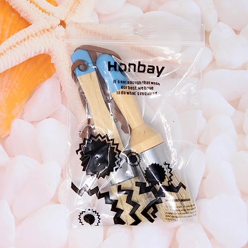 Honbay 2PCS Chalk & Wax Paint Brush Set for Wooden Furniture DIY Painting and Waxing Tool Bristle Stencil Brushes Including Flat and Round Chalked Paint Brushes