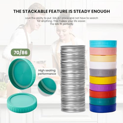Mason Jar Lid Organizer, Wide & Regular Mouth Lids Holder (2pcs) | Mason Jar Lid Storage Made of Bamboo, Stackable Space-Saving Rack, Suitable for Mason/Canning/Bamboo Lids - style: Double-sided hole
