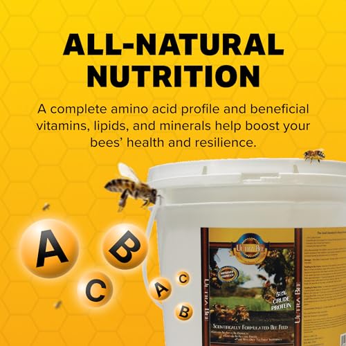 Mann Lake Ultra Bee Pollen Substitute, High-Protein Dry Feed for Healthy Bee Colonies to Support Brood Growth & Vitality, Nutrient-Rich with Vitamins and Amino Acids, No Animal by-Products, 10-Lb - size: 10 Pound (Pack of 1)