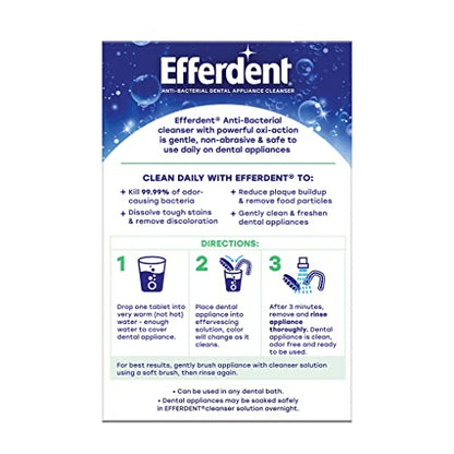 Efferdent Denture Cleaner Tablets – Dental Appliances, Aligners, Mouth Guard, and Retainer Cleaner Tablets, Minty Fresh & Clean, 90 Count - size: 90 Count (Pack of 1)