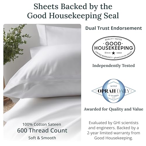 California Design Den Twin Sheet Set - 100% Cotton, Luxury 600 Thread Count Deep Pocket Twin Sheets, Soft and Durable Bedding with Sateen Weave - Blue - color: 13 - Blue, size: Twin