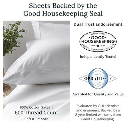 California Design Den Natural 100% Cotton Sheets Twin Size Bed Set - Luxury 600 Thread Count Sateen, Fully Elasticized Deep Pocket Twin Cotton Sheets, Durable - Soft Linen - color: 06 - Soft Linen, size: Twin