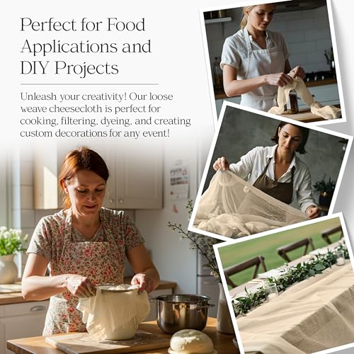 Grade 50 Natural 100% Cotton Cheesecloth for Straining, Baking, Crafting & DIY Projects – Cheese Cloth Rolls for Cooking, Making Cheese, and Home Brewing – 28x24 Thread Count, 36" x 100 Yards