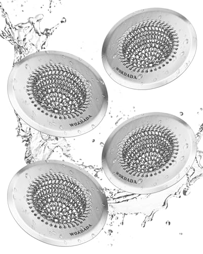 Sink Drain Strainer, Reversible Easy Clean Mesh Sink Strainer with 304 Stainless Steel, Wokdada Revolutionary Anti-Rust Large Kitchen Sink Strainer Food Catcher for Garbage Disposal Without Clogging - color: Silver Silver Silver Silver