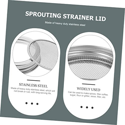 Stainless Steel Mesh Cover for Jar Sprouting Kit Wide Mouth Lids Easy Sprouts Grower for Bean Sprouts