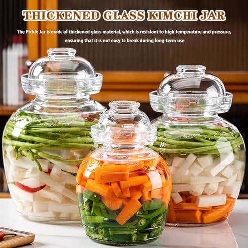 Traditional Water-Sealed Portable Kimchi Jar, Multi-Capacity Glass Fermentation Crock, Transparent Grain Storage Tank, Bowl with Lid(2.5kg*2) - size: 2.5kg*2