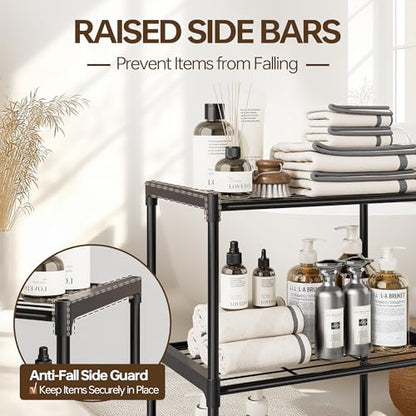4-Tier Small Lightweight Storage Shelves with Plastic Connectors – Metal Shelf Organizer for Pantry, Closet & Bathroom, Space-Saving Sturdy Shelving Unit Rack, Black, 17.3" x 12.8" x 42.9" - size: 17.3" x 12.8" x 42.9"(4T)