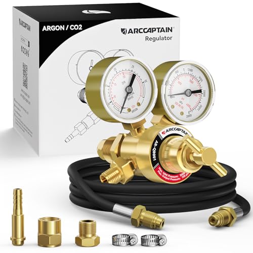 ARCCAPTAIN Argon CO2 Regulators with 8.2FT Inert Gas Welding Hose, Welding Regulator for MIG and TIG, 0-4000 PSI, 0-30+ CFH, CGA580 Inlet Connection - style: 0-4000 PSI with Hose