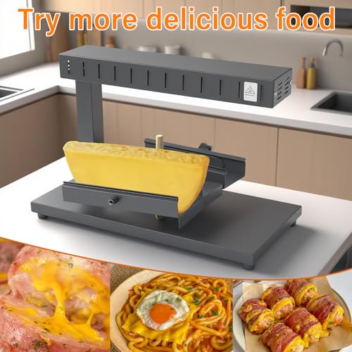 KOOTEN Raclette Cheese Melter Commercial Electric 2 Sink Cheese Wheel Maker Multi-Function Cheese Warmer Machine Height and Angle Adjustable(Dual Bracket)