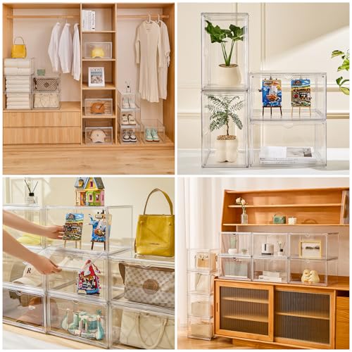 Shoe Boxes Clear Plastic Stackable Acrylic Sneaker Shoe Display Case Transparent Display Case Clear Storage Bins With Lids Acrylic Boxes for Display Shoe Organizer Containers - size: Side Door-1pcs