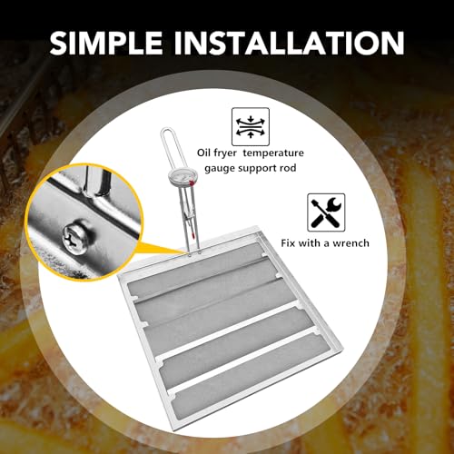 Commercial Deep Fryer Filter Skimmer Basket (13.75" x 13.6") – Stainless Steel 550 Micron Mesh Oil Filter Screen for High-Volume Frying, Heavy-Duty Oil Strainer, Manual Included