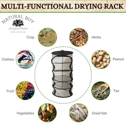 9 Inch 5 Level Micro Hanging Dry Net Indoor/Closet Drying Rack for Herbs, Plants, Organizer, Freshner - Black Mash Screen with Top-to-Bottom Zipper - Apartment Size with Zipped Storage Pouch - size: 5 Level Net