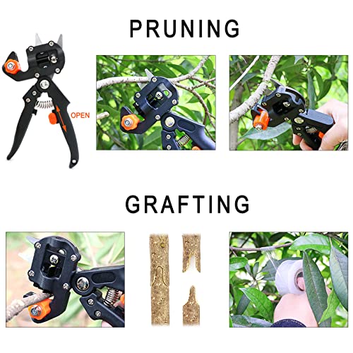 Upgrage Garden Grafting Tools, 2 in 1 Garden Pruning Tools Including Grafting Knife, Pruning Shears, Replacement Blades Grafting Tapes and Labels for Plant Branch Fruit Tree Cutting Pruner Tool Kits - style: Upgrade Garden Grafting Tool