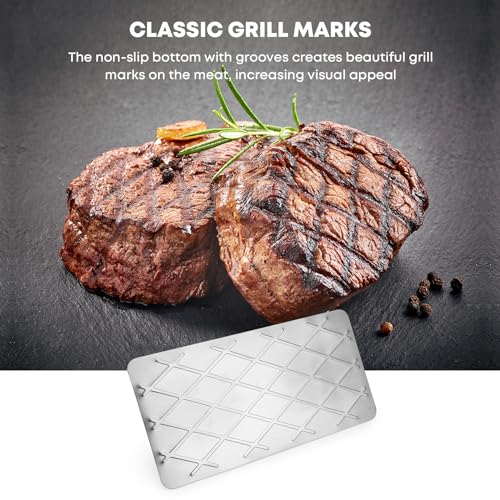 Stanbroil Stainless Steel Bacon Press for Griddle, 9” x 4.5”Rectangular Grill Press BBQ Professional Griddle Accessories, Non-Stick Burger Smasher for Flat Top Cooking