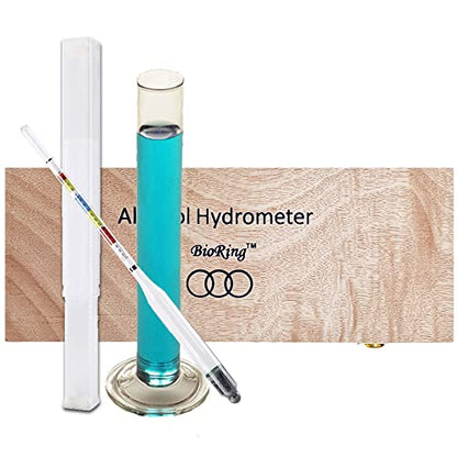 Wine Beer Alcohol Hydrometer Triple Scale Wine Meter with Glass Test Jar for Home Brewing Beer Wine Mead & Kombucha Maker for ABV, Brix and Gravity Test Kit with Wood Storage Box