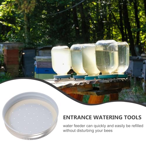 LIOOBO Front Entrance Bee Feeder Lid: Perforated Lids for Bee Hive Entrance Feeder, Bees Water or Sugar Syrup Jar Lids