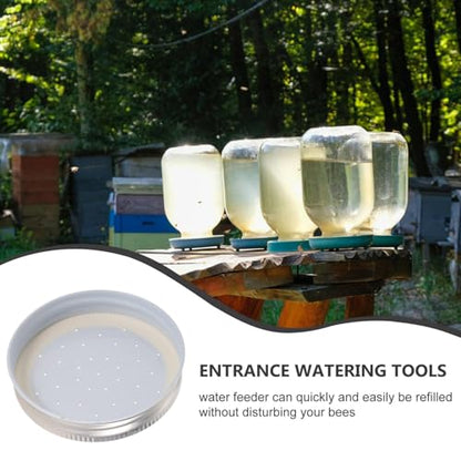 LIOOBO Front Entrance Bee Feeder Lid: Perforated Lids for Bee Hive Entrance Feeder, Bees Water or Sugar Syrup Jar Lids