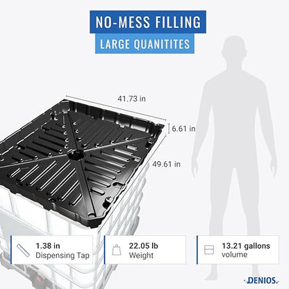 DENIOS® IBC Tote Funnel - 49.5"x42"x5" | Extra Large Funnel | Wide Mouth for IBC Totes | Perfect for Fast, Spill-Free Liquid Transfer | Heavy-Duty Large | Black | IBC Tote NOT Included - color: Black