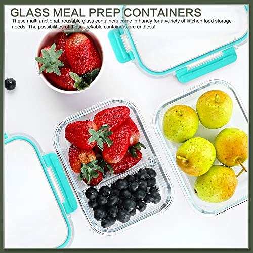 KOMUEE 10 Packs 30 oz Glass Meal Prep Containers,Glass Food Storage Containers with Lids,Airtight Lunch Bento Boxes, Microwave, Oven, Freezer and Dishwasher,Green - color: Green