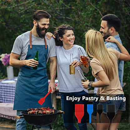 Hhyn Silicone Basting Pastry Brush Set 4 Pack Heat Resistant Spread Oil Butter Sauce for BBQ Grill Barbeque Kitchen Baking Cooking Pastries, 2 Large & 2 Small Multicolor - color: 4 Pcs Multicolor