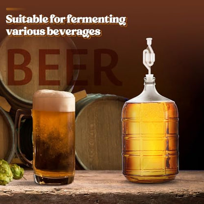 Ziliny 2 Pieces 3 Gallon Glass Carboy Glass Water Jug with Drilled and Undrilled Silicone Stoppers and Airlock Fermenting Jug Fermentation Jar Clear Beer Carboy for Beer Wine Making(Clear) - size: 3 Gallon