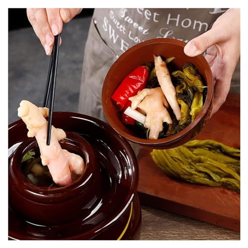 Fermentation Jars，Fermentation Crock Jar,Sauerkraut Crock,Traditional Chinese Ceramic Fermentation Crock Jar Pickling Jar With Water Seal Airlock Lid,Large Thickened Ceramic Pickle Jar Kimchi Pot Stor - size: 12.5KG