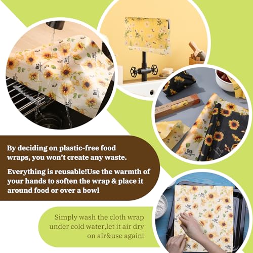 3 Rolls Reusable Beeswax Wraps for Food 13 x 40 Inches Bees Wax Wraps Reusable Food Storage Wrap Beeswax Paper Roll for Bread Sandwich Cheese Fruit Snacks(Bee) - style: Bee