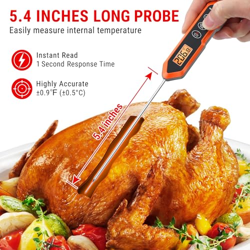 TempPro TP15H Waterproof Instant Read Meat Thermometer for Cooking, Digital Food Thermometer with Backlight & Calibration, Cooking Thermometer for BBQ (Previously ThermoPro)