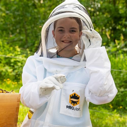 Mann Lake ProVent Beekeeping Suit, Professional Grade Protective Bee Gear with Reinforced Knees, Heavy-Duty Elastic Openings, Covered Zippers, Hand Loops, and Velcro Pockets for Tools, Small - size: Small